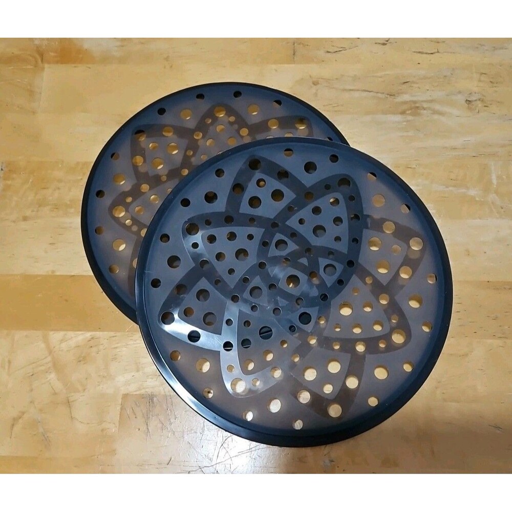 Set Of 2 Pampered Chef Black Silicone Microwave Potato Chip Maker #1241